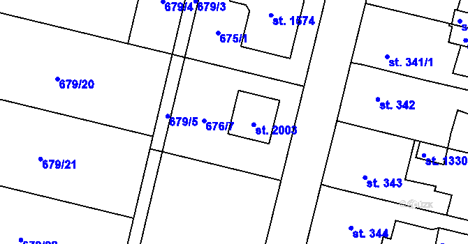 Parcela st. 676/7 v KÚ Svítkov, Katastrální mapa