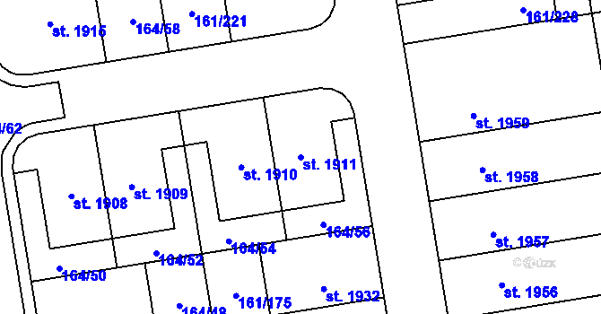 Parcela st. 1911 v KÚ Svítkov, Katastrální mapa