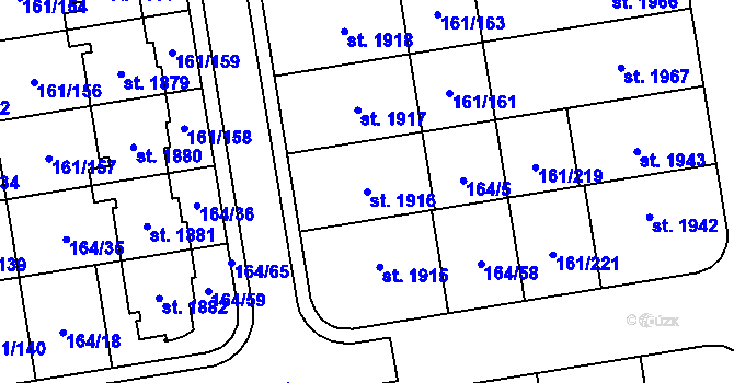 Parcela st. 1916 v KÚ Svítkov, Katastrální mapa