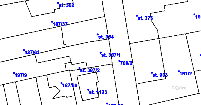 Parcela st. 387/1 v KÚ Svítkov, Katastrální mapa