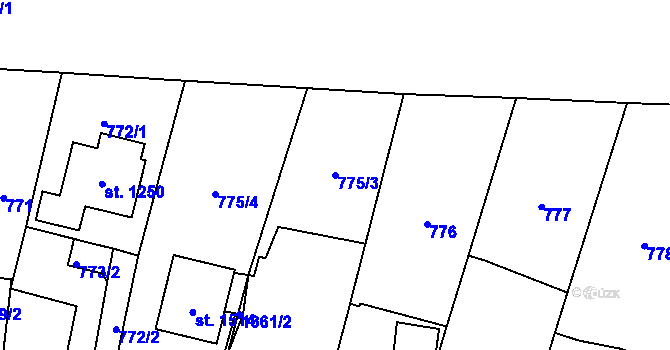 Parcela st. 775/3 v KÚ Svítkov, Katastrální mapa