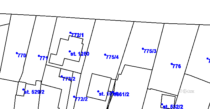 Parcela st. 775/4 v KÚ Svítkov, Katastrální mapa