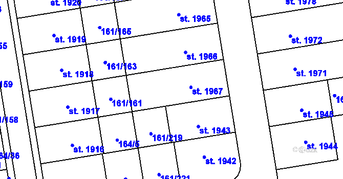 Parcela st. 161/218 v KÚ Svítkov, Katastrální mapa