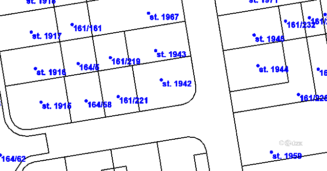 Parcela st. 161/222 v KÚ Svítkov, Katastrální mapa
