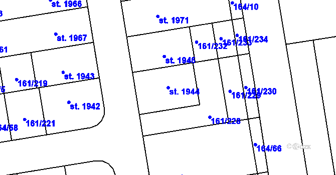 Parcela st. 1944 v KÚ Svítkov, Katastrální mapa