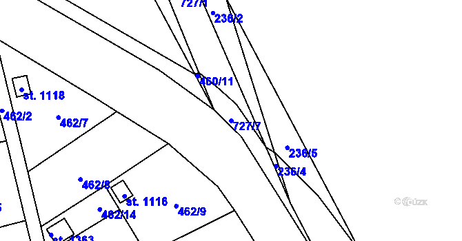 Parcela st. 727/7 v KÚ Svítkov, Katastrální mapa