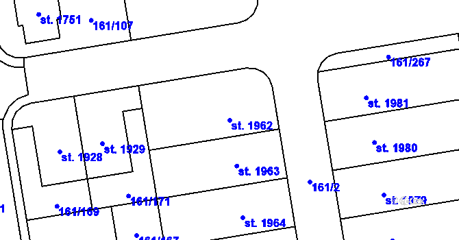 Parcela st. 1962 v KÚ Svítkov, Katastrální mapa