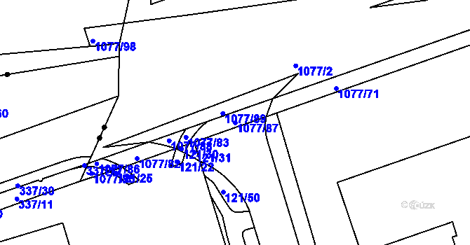Parcela st. 1077/87 v KÚ Svítkov, Katastrální mapa