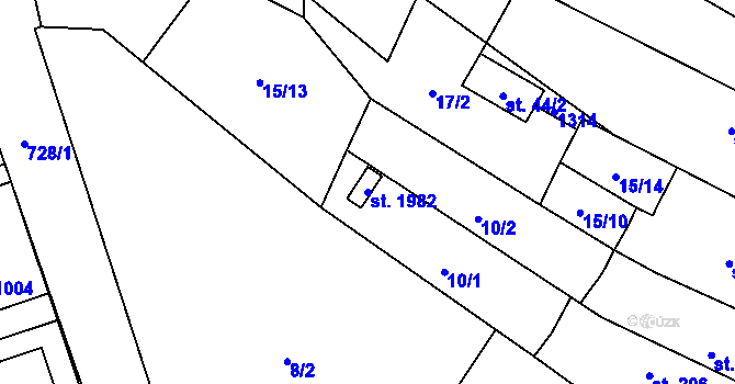 Parcela st. 1982 v KÚ Svítkov, Katastrální mapa