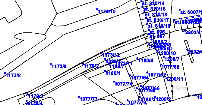 Parcela st. 1173/12 v KÚ Svítkov, Katastrální mapa