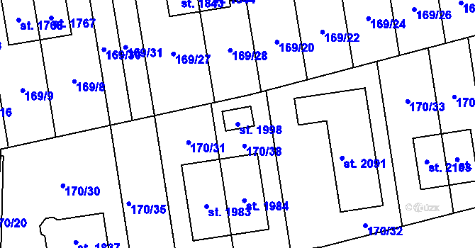 Parcela st. 1998 v KÚ Svítkov, Katastrální mapa