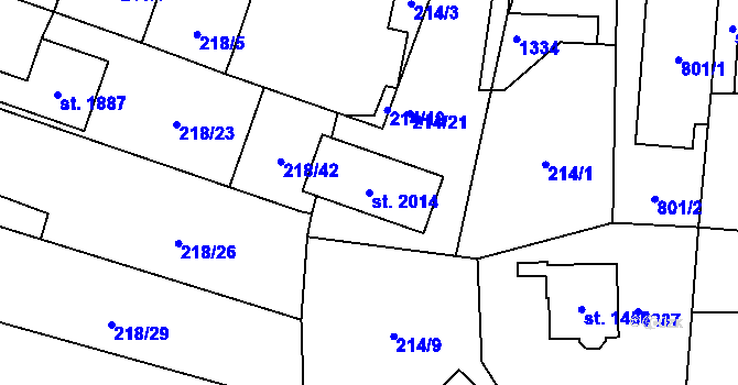 Parcela st. 2014 v KÚ Svítkov, Katastrální mapa