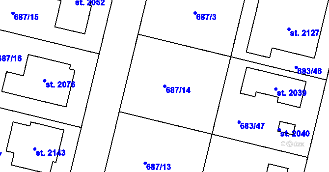 Parcela st. 687/14 v KÚ Svítkov, Katastrální mapa
