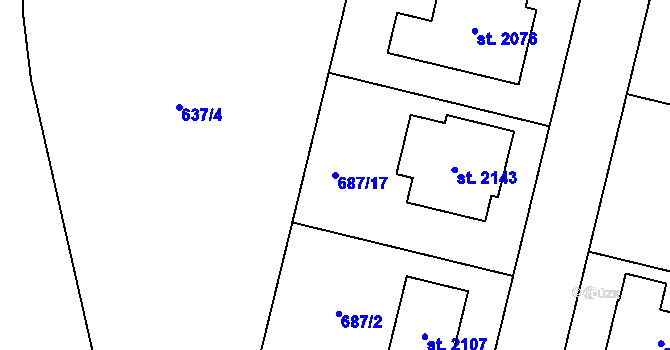 Parcela st. 687/17 v KÚ Svítkov, Katastrální mapa