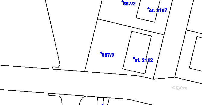 Parcela st. 687/9 v KÚ Svítkov, Katastrální mapa