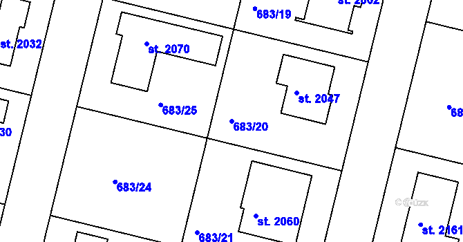 Parcela st. 683/20 v KÚ Svítkov, Katastrální mapa