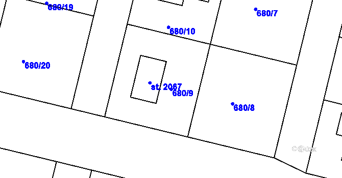 Parcela st. 680/9 v KÚ Svítkov, Katastrální mapa