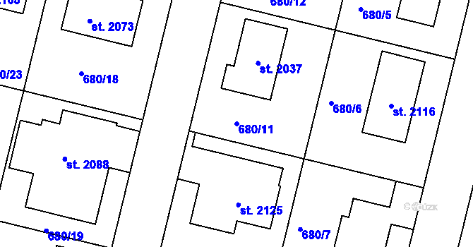 Parcela st. 680/11 v KÚ Svítkov, Katastrální mapa