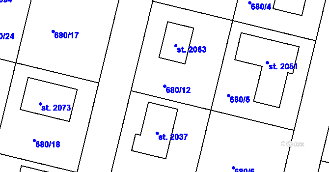 Parcela st. 680/12 v KÚ Svítkov, Katastrální mapa