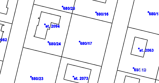 Parcela st. 680/17 v KÚ Svítkov, Katastrální mapa