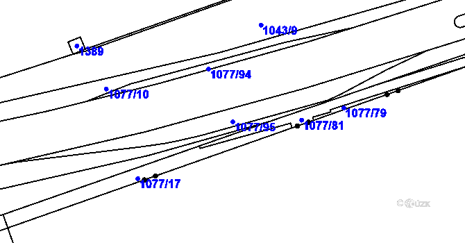 Parcela st. 1077/95 v KÚ Svítkov, Katastrální mapa