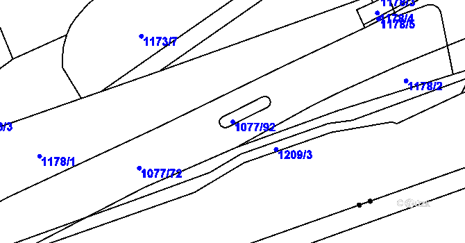 Parcela st. 1077/92 v KÚ Svítkov, Katastrální mapa