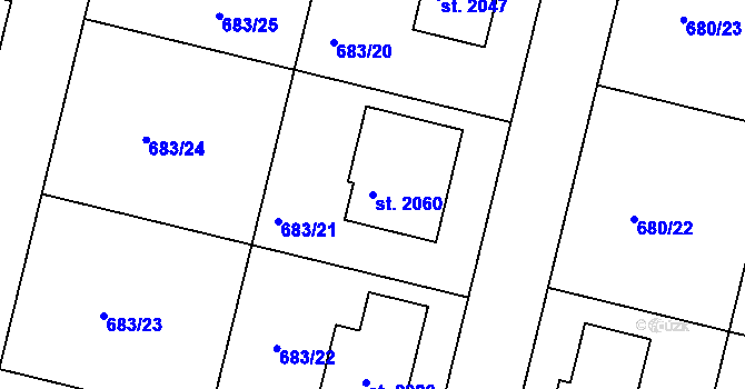 Parcela st. 2060 v KÚ Svítkov, Katastrální mapa