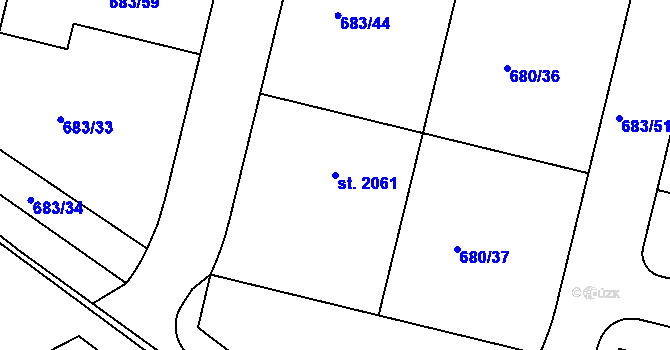 Parcela st. 2061 v KÚ Svítkov, Katastrální mapa