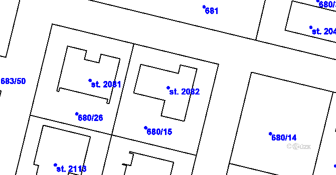 Parcela st. 2082 v KÚ Svítkov, Katastrální mapa