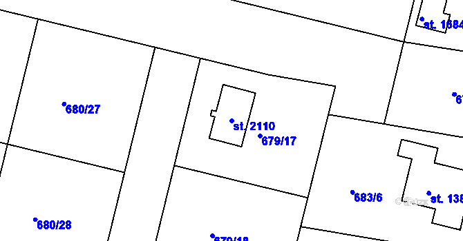 Parcela st. 2110 v KÚ Svítkov, Katastrální mapa