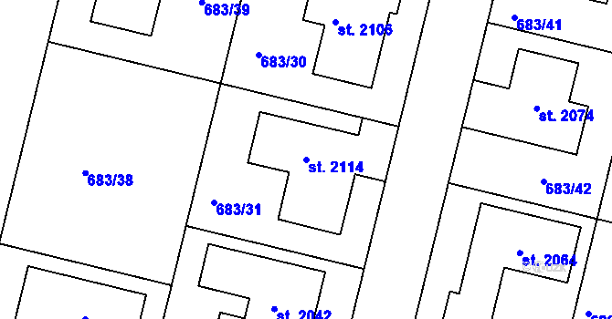 Parcela st. 2114 v KÚ Svítkov, Katastrální mapa