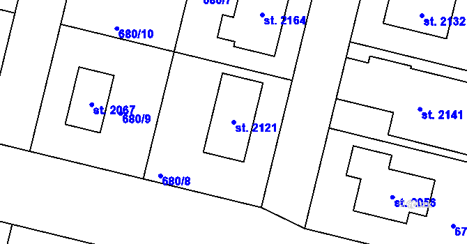 Parcela st. 2121 v KÚ Svítkov, Katastrální mapa