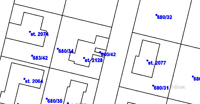 Parcela st. 680/42 v KÚ Svítkov, Katastrální mapa