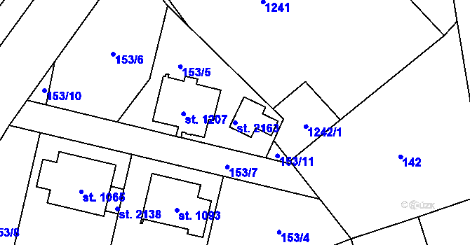 Parcela st. 2163 v KÚ Svítkov, Katastrální mapa