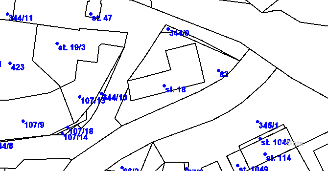 Parcela st. 18 v KÚ Popkovice, Katastrální mapa