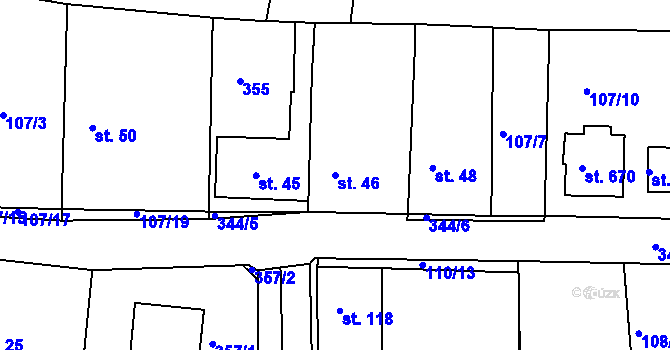 Parcela st. 46 v KÚ Popkovice, Katastrální mapa