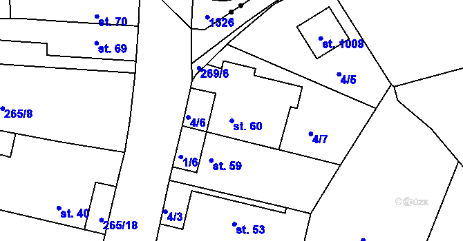 Parcela st. 60 v KÚ Popkovice, Katastrální mapa