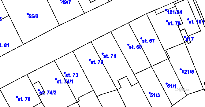 Parcela st. 71 v KÚ Popkovice, Katastrální mapa