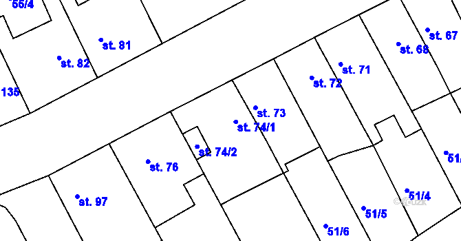 Parcela st. 74 v KÚ Popkovice, Katastrální mapa