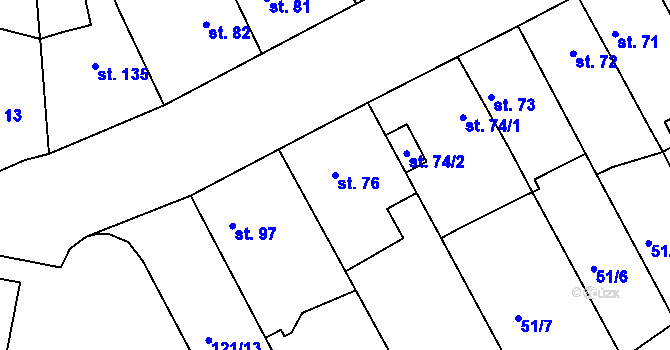 Parcela st. 76 v KÚ Popkovice, Katastrální mapa