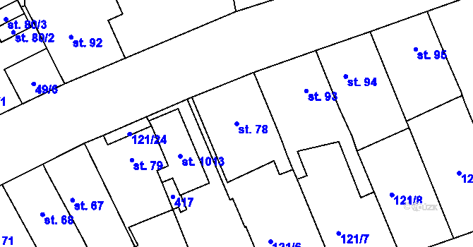 Parcela st. 78 v KÚ Popkovice, Katastrální mapa