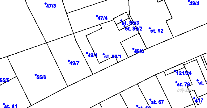 Parcela st. 80/1 v KÚ Popkovice, Katastrální mapa