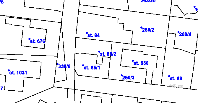 Parcela st. 85/2 v KÚ Popkovice, Katastrální mapa