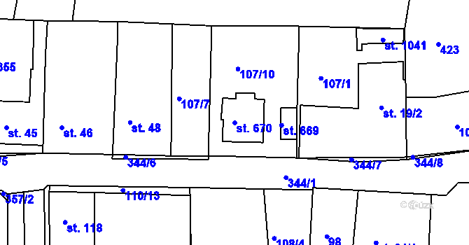 Parcela st. 670 v KÚ Popkovice, Katastrální mapa