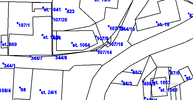 Parcela st. 107/14 v KÚ Popkovice, Katastrální mapa