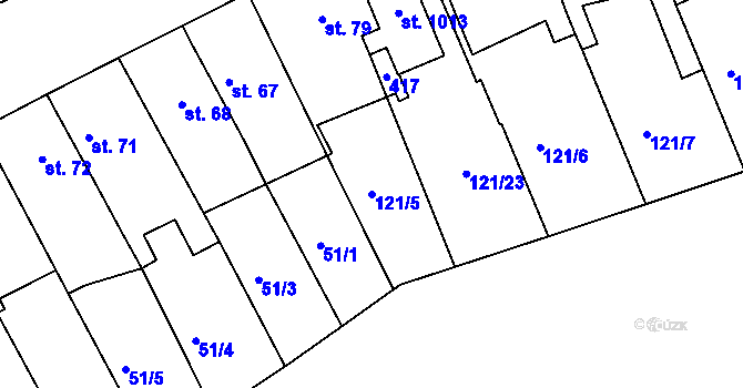 Parcela st. 121/5 v KÚ Popkovice, Katastrální mapa