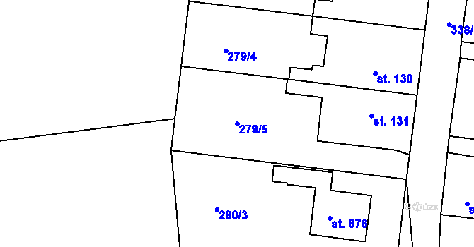 Parcela st. 279/5 v KÚ Popkovice, Katastrální mapa