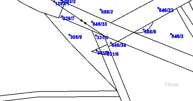 Parcela st. 305/8 v KÚ Popkovice, Katastrální mapa
