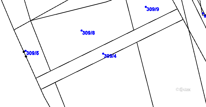 Parcela st. 309/4 v KÚ Popkovice, Katastrální mapa