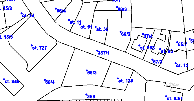 Parcela st. 337/1 v KÚ Popkovice, Katastrální mapa